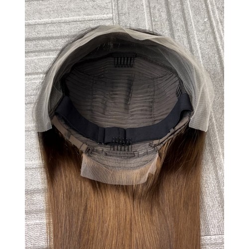 #4 Brown Double Drawn Bone Straight 13x4 Transparent Lace Full Frontal 300% Density Wig | Human Hair Wig | Lace Front